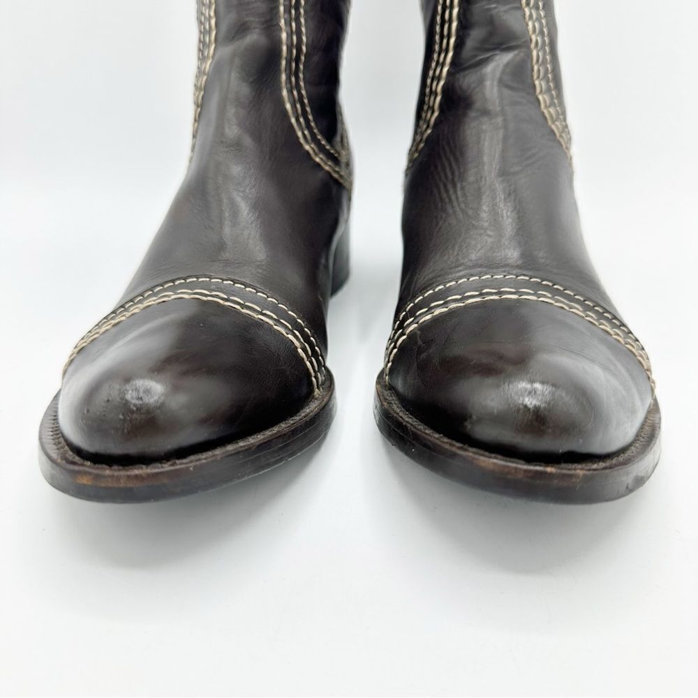 Tentazione Italian Brown Leather‎ Cap Toe Booties Sz EUR 35.5 US 5 - Picture 4 of 14